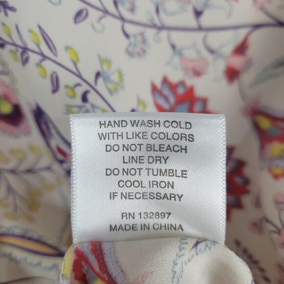 Rose + Olive floral long tie sleeve v-neck top size 3X multicolor boho - Picture 10 of 12